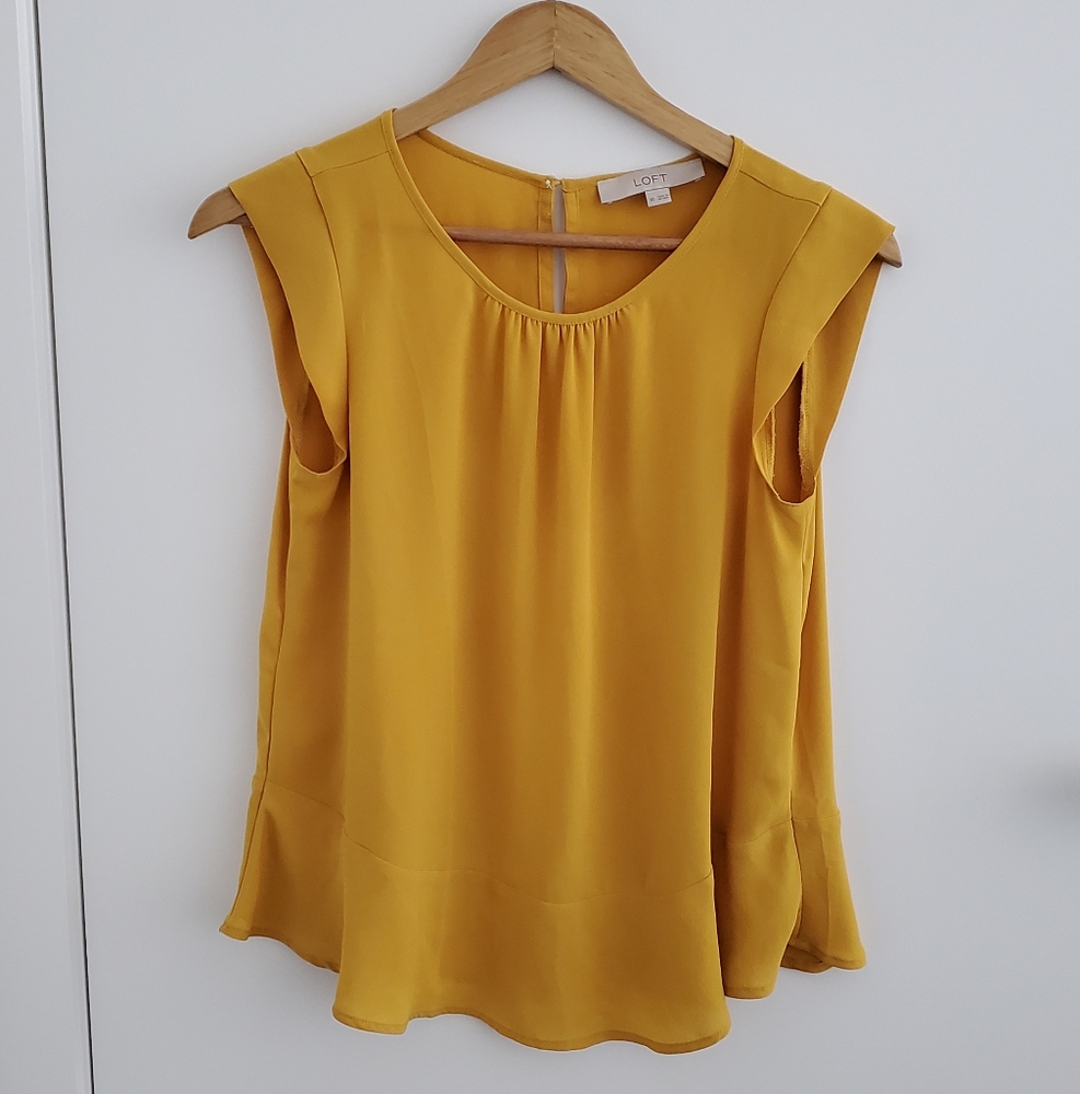 Loft Mustard Yellow Peplum Top - XS